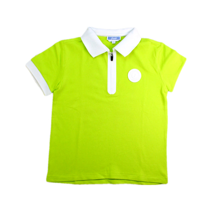 A Green Short Sleeve Polos from Jacadi in size 6T for boy. (Front View)