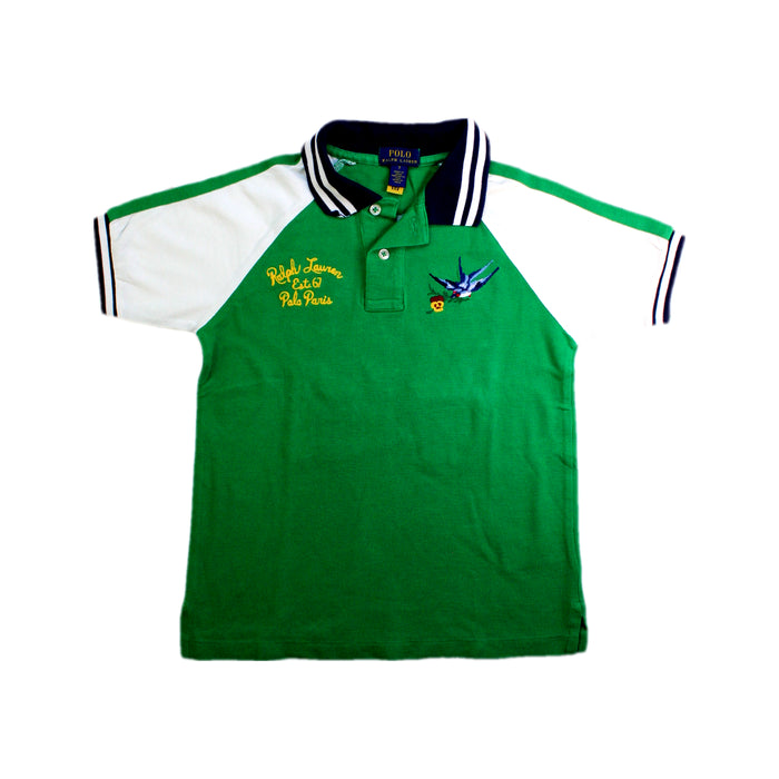 A Green Short Sleeve Polos from Polo Ralph Lauren in size 7Y for boy. (Front View)