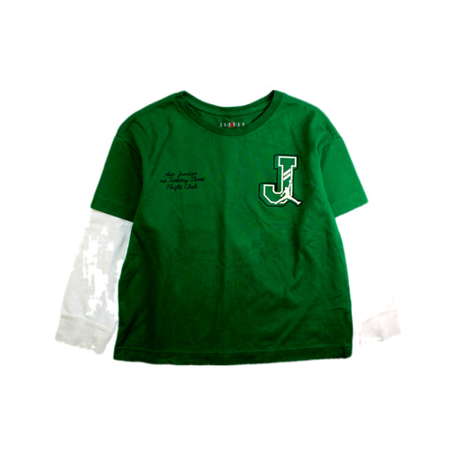 A Green Long Sleeve T Shirts from Air Jordan in size 6T for boy. (Front View)
