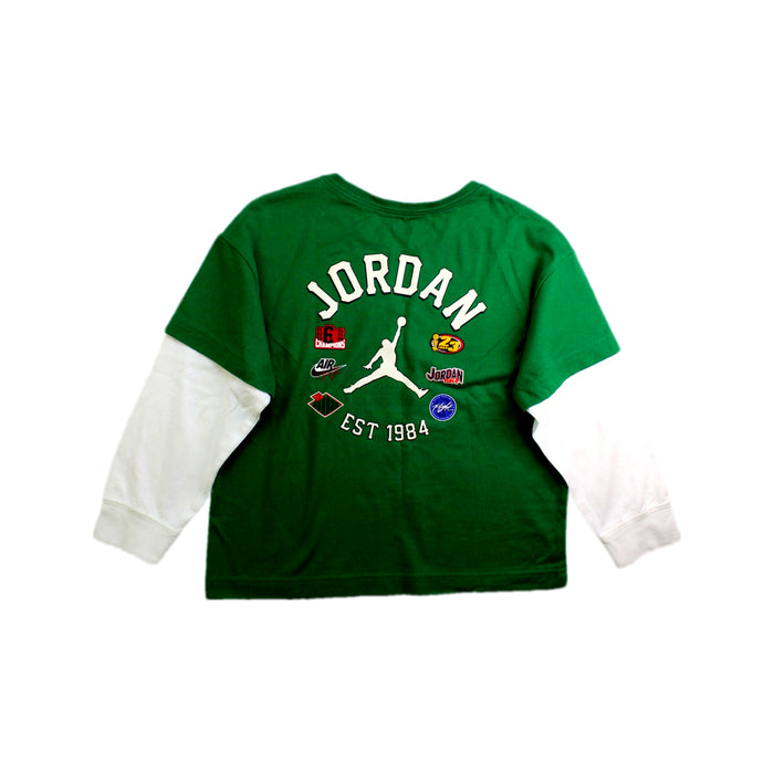 A Green Long Sleeve T Shirts from Air Jordan in size 6T for boy. (Back View)