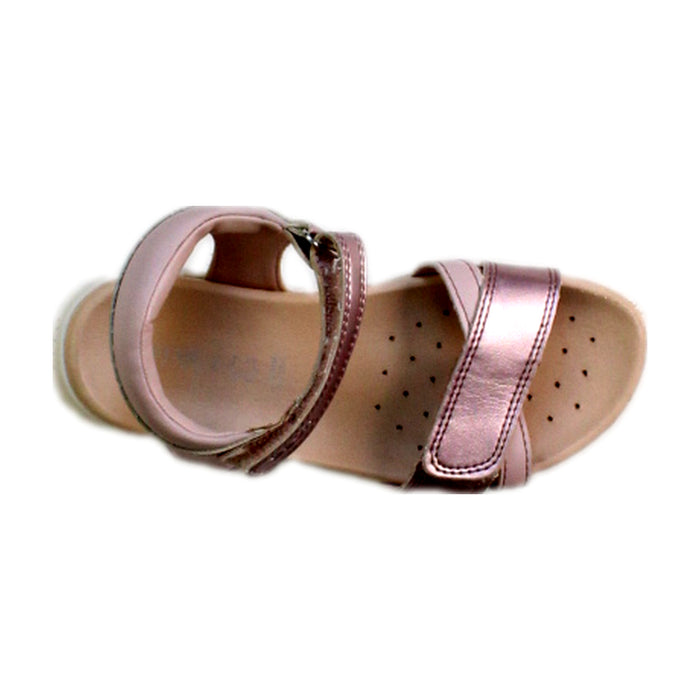A Pink Sandals from Geox in size 6T for girl. (Front View)