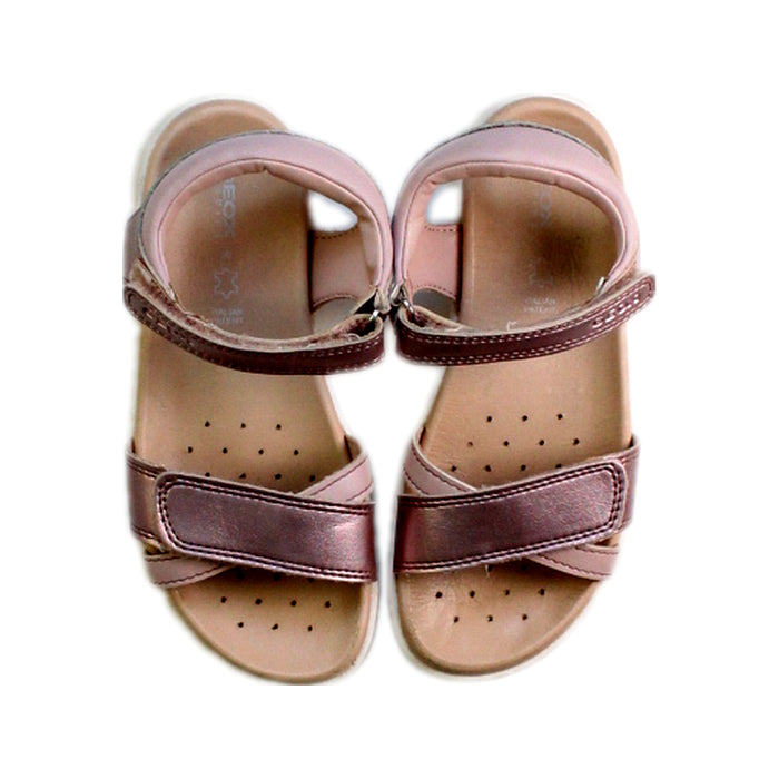 A Pink Sandals from Geox in size 6T for girl. (Back View)