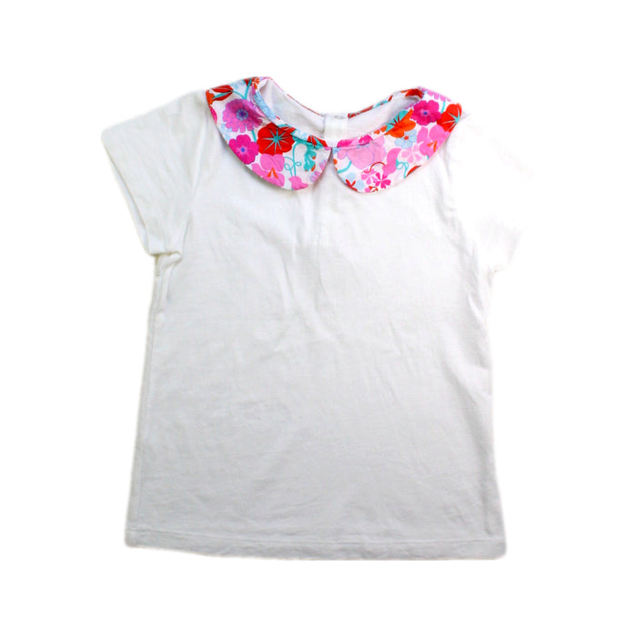 A White Short Sleeve Tops from Jacadi in size 4T for girl. (Front View)