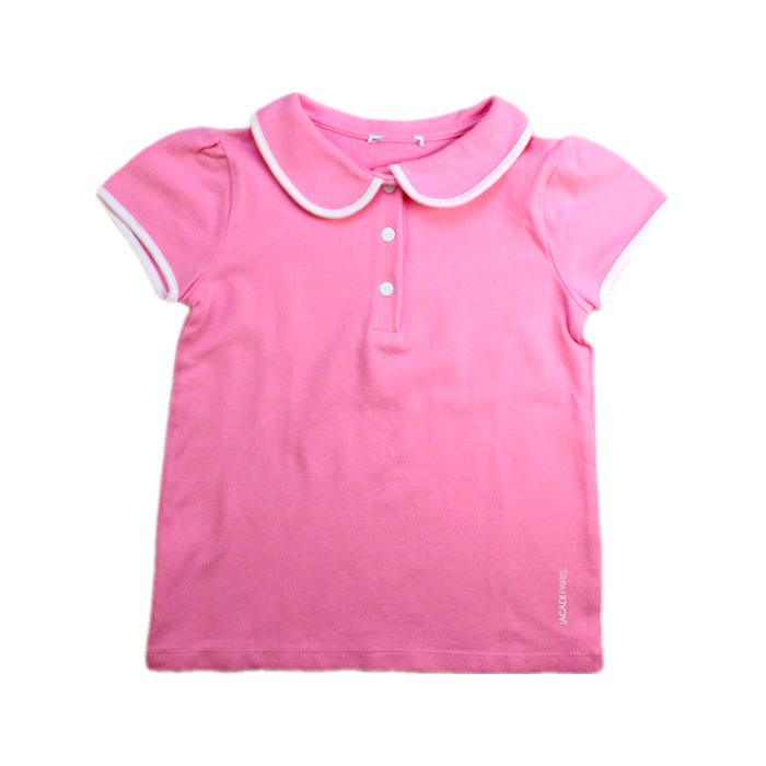 A Pink Short Sleeve Polos from Jacadi in size 4T for girl. (Front View)