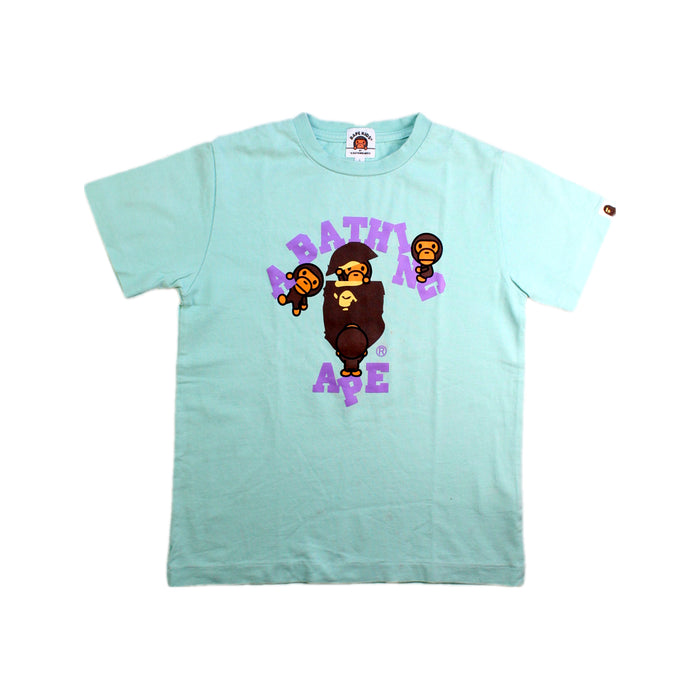 A Blue Short Sleeve T Shirts from BAPE KIDS in size 7Y for girl. (Front View)