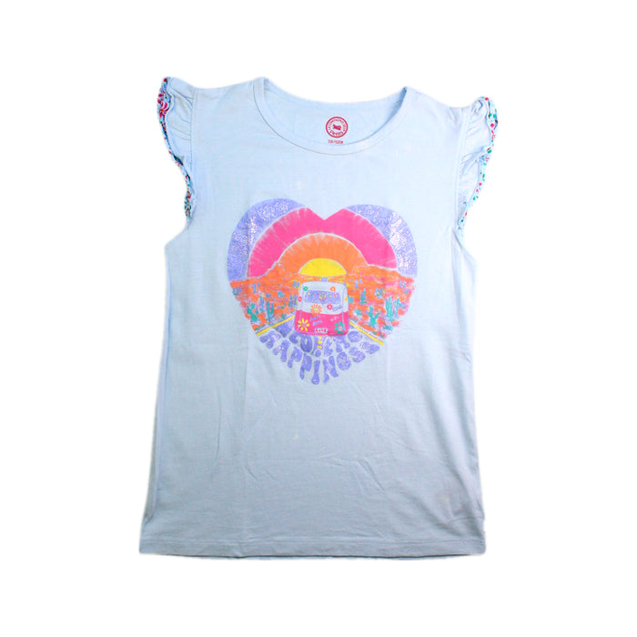 A Blue Sleeveless Tops from La Compagnie des Petits in size 12Y for girl. (Front View)