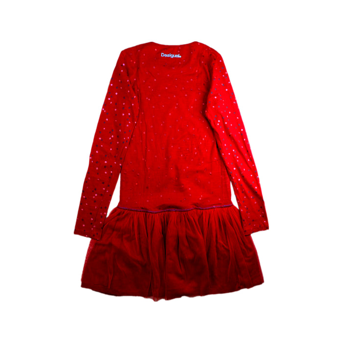 A Red Long Sleeve Dresses from Desigual in size 11Y for girl. (Back View)