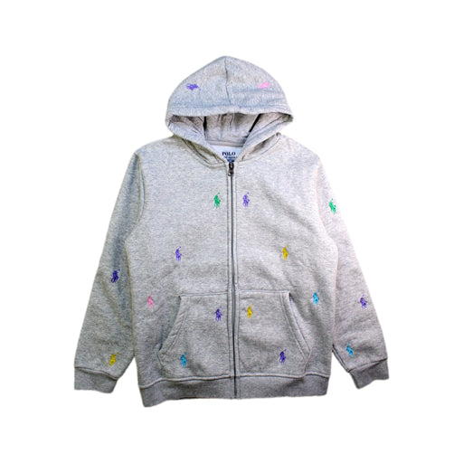 A Grey Zippered Sweatshirts from Polo Ralph Lauren in size 10Y for girl. (Front View)
