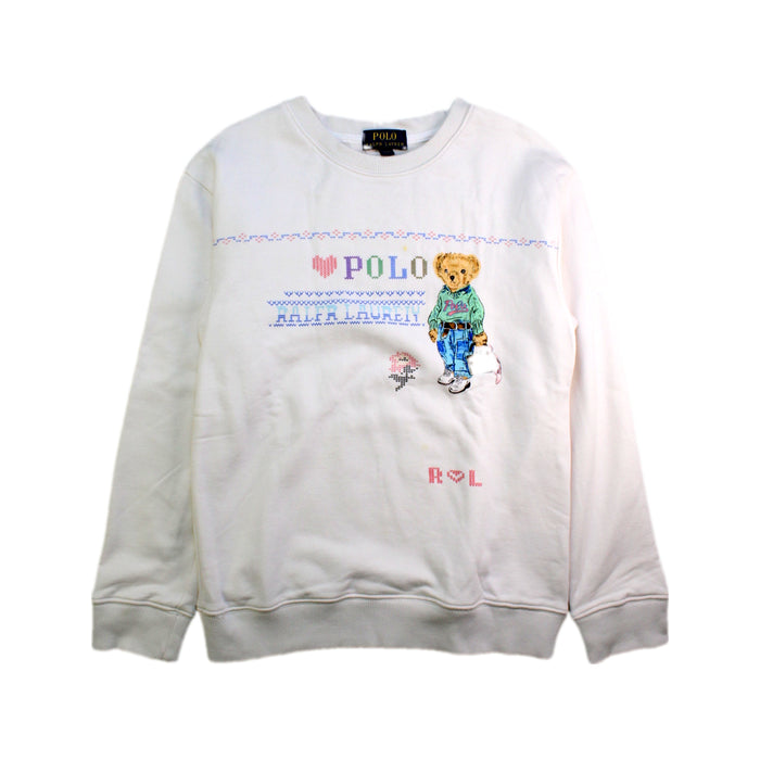 A White Crewneck Sweatshirts from Polo Ralph Lauren in size 8Y for girl. (Front View)