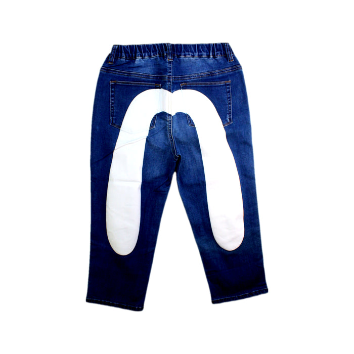 A Blue Jeans from Evisu in size 11Y for girl. (Back View)