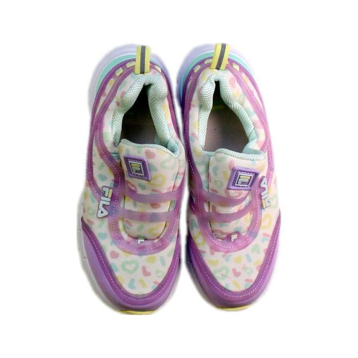 A Purple Sneakers from Fila in size 10Y for girl. (Back View)