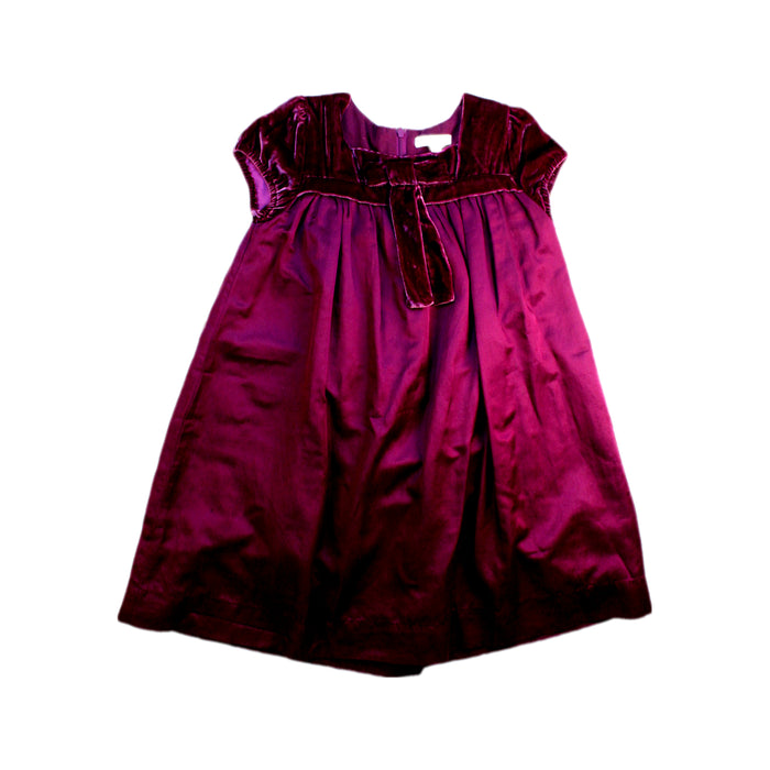 A Burgundy Short Sleeve Dresses from Jacadi in size 8Y for girl. (Front View)