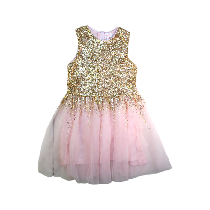 A Gold Sleeveless Dresses from Seed in size 8Y for girl. (Front View)