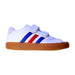 A White Sneakers from Adidas in size 4T for boy. (Front View)