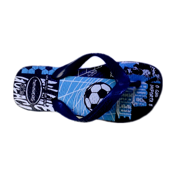 A Blue Flip Flops from Havaianas in size 5T for boy. (Front View)
