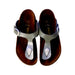 A Silver Sandals from Birkenstock in size 6T for girl. (Back View)