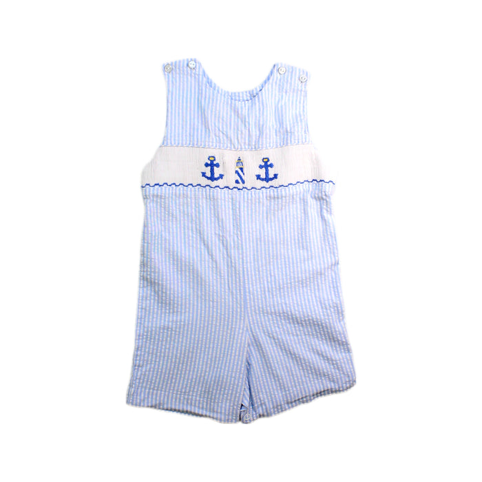 A Blue Sleeveless Rompers from Southern Sunshine in size 18-24M for girl. (Front View)