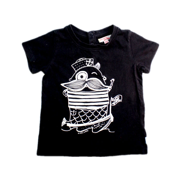 A Black Short Sleeve T Shirts from DPAM in size 18-24M for boy. (Front View)