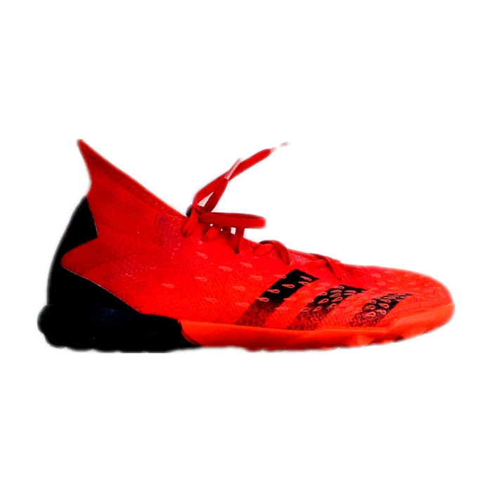 A Red Cleats/Soccer Shoes from Adidas in size 14Y for boy. (Front View)