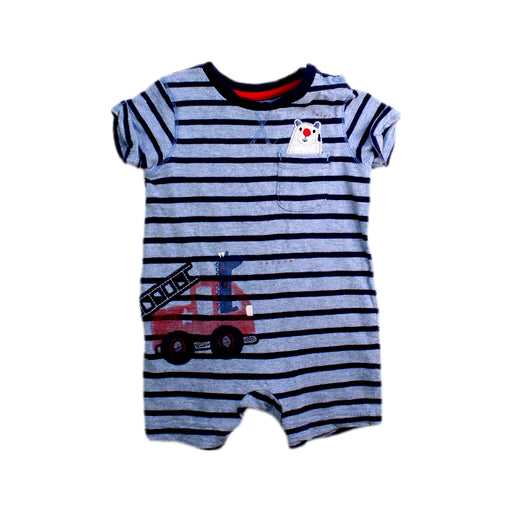 A Blue Short Sleeve Rompers from Mothercare in size 0-3M for boy. (Front View)
