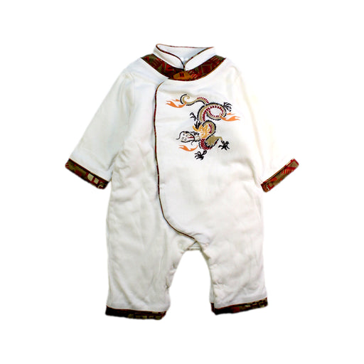 A White Long Sleeve Rompers from Mides in size 3-6M for boy. (Front View)