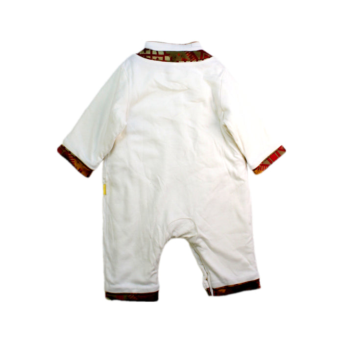 A White Long Sleeve Rompers from Mides in size 3-6M for boy. (Back View)