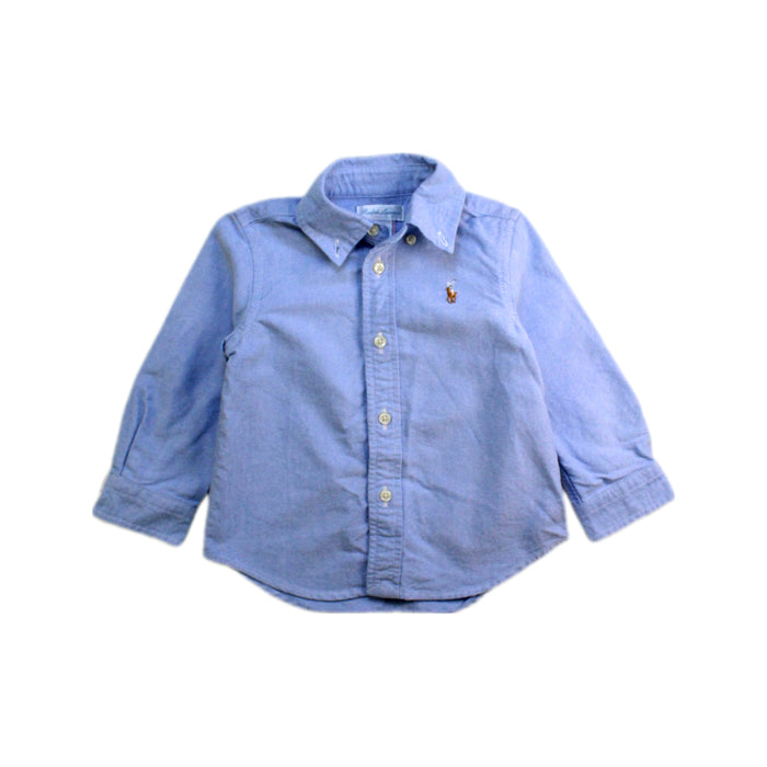 A Blue Long Sleeve Shirts from Ralph Lauren in size 6-12M for boy. (Front View)