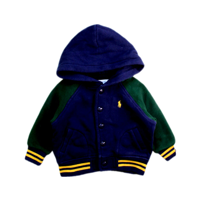 A Navy Buttoned Sweatshirts from Ralph Lauren in size 3-6M for boy. (Front View)