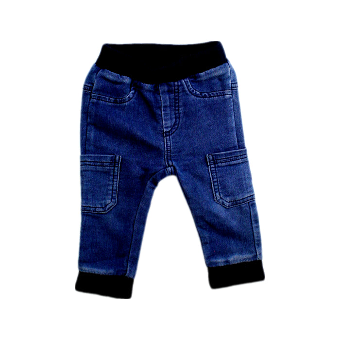 A Blue Jeggings from Seed in size 6-12M for boy. (Front View)