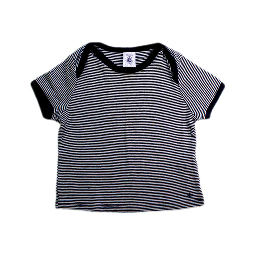 A Black Short Sleeve T Shirts from Petit Bateau in size 12-18M for boy. (Front View)