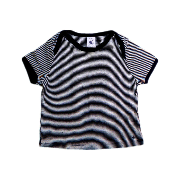 A Black Short Sleeve T Shirts from Petit Bateau in size 12-18M for boy. (Front View)