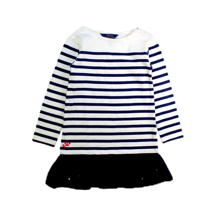 A White Long Sleeve Dresses from Polo Ralph Lauren in size 5T for girl. (Front View)