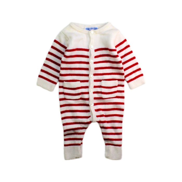 A Red Long Sleeve Rompers from Jacadi in size Newborn for boy. (Front View)