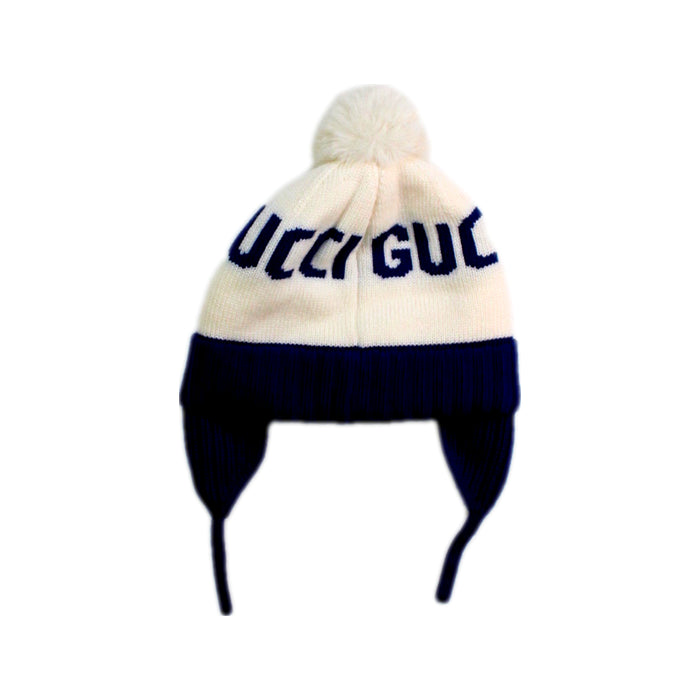 A White Winter Hats from Gucci in size 6-12M for boy. (Back View)