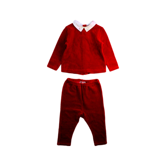 A Red Pants Sets from Bonpoint in size 3-6M for girl. (Front View)
