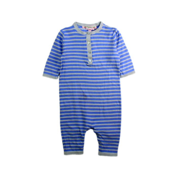 A Blue Long Sleeve Rompers from Bonpoint in size 0-3M for boy. (Front View)