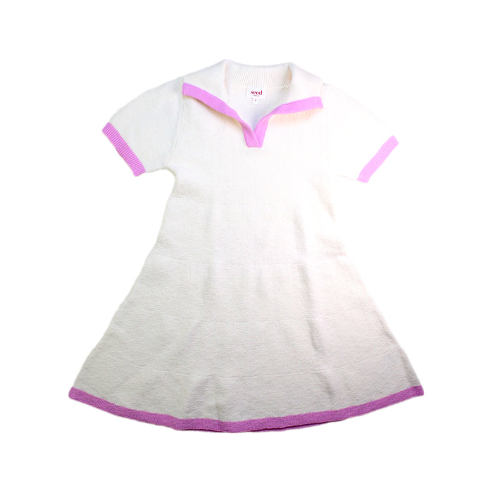 A White Short Sleeve Dresses from Seed in size 8Y for girl. (Front View)