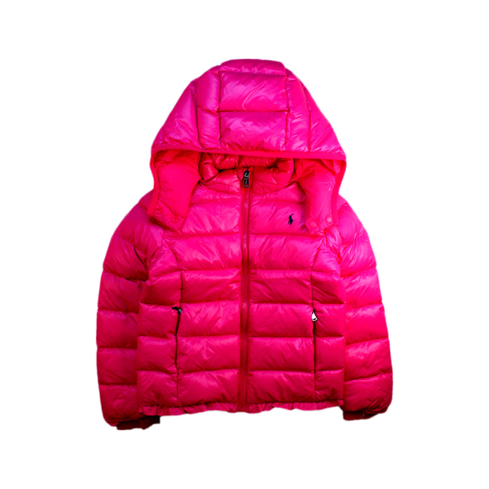 A Pink Puffer/Quilted Coats & Outerwear from Polo Ralph Lauren in size 6T for girl. (Front View)