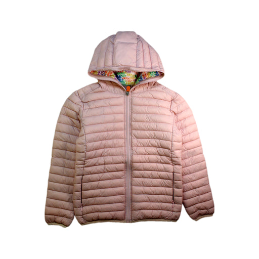 A Pink Puffer/Quilted Jackets from Save The Duck in size 8Y for girl. (Front View)