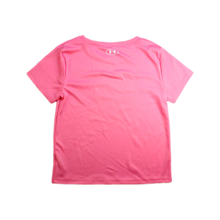 A Pink Short Sleeve T Shirts from Under Armour in size 6T for girl. (Back View)
