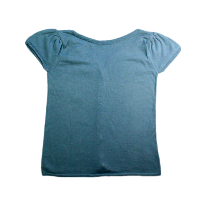 A Blue Short Sleeve Tops from Excuse My French in size 6T for girl. (Front View)