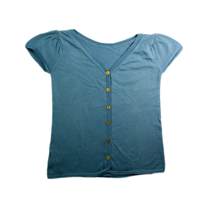 A Blue Short Sleeve Tops from Excuse My French in size 6T for girl. (Back View)