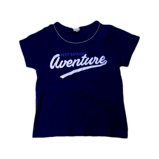 A Navy Short Sleeve T Shirts from Petit Bateau in size 4T for boy. (Front View)