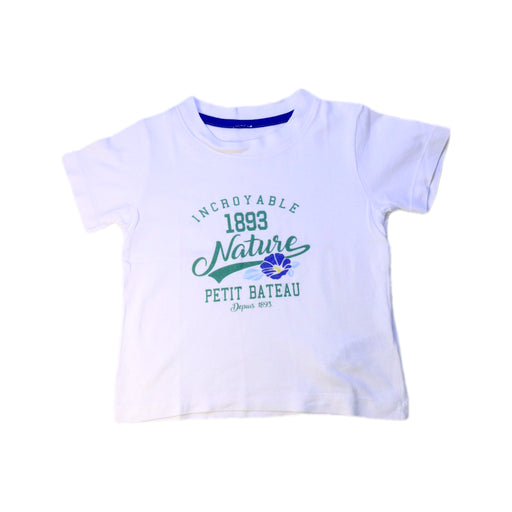 A White Short Sleeve T Shirts from Petit Bateau in size 3T for boy. (Front View)