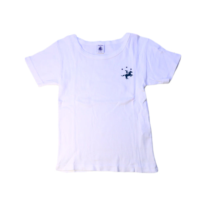 A White Short Sleeve T Shirts from Petit Bateau in size 5T for boy. (Front View)