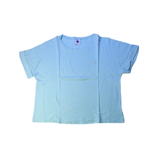 A Blue Short Sleeve T Shirts from Petit Bateau in size 6T for girl. (Front View)