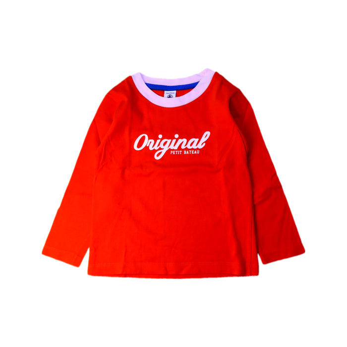 A Red Long Sleeve T Shirts from Petit Bateau in size 4T for neutral. (Front View)