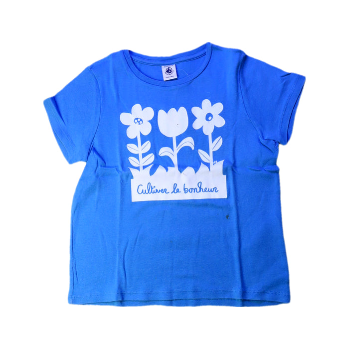 A Blue Short Sleeve T Shirts from Petit Bateau in size 8Y for girl. (Front View)