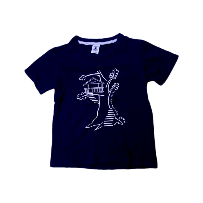 A Navy Short Sleeve T Shirts from Petit Bateau in size 5T for neutral. (Front View)