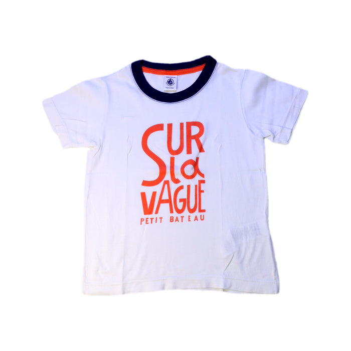 A White Short Sleeve T Shirts from Petit Bateau in size 4T for boy. (Front View)